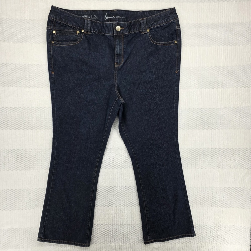 Lane Bryant Genius Fit Jeans Womens 26P Blue High Rise Slim Bootcut Denim 1384